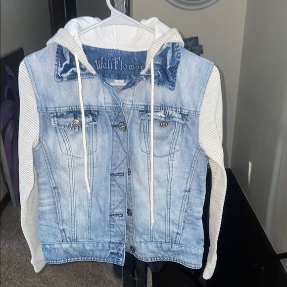 Wallflower Jackets & Blazers - Wallflower Denim Jacket with White Knit Details